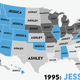 Illustration for article titled Map: Six Decades of the Most Popular Names for Girls, State-by-State